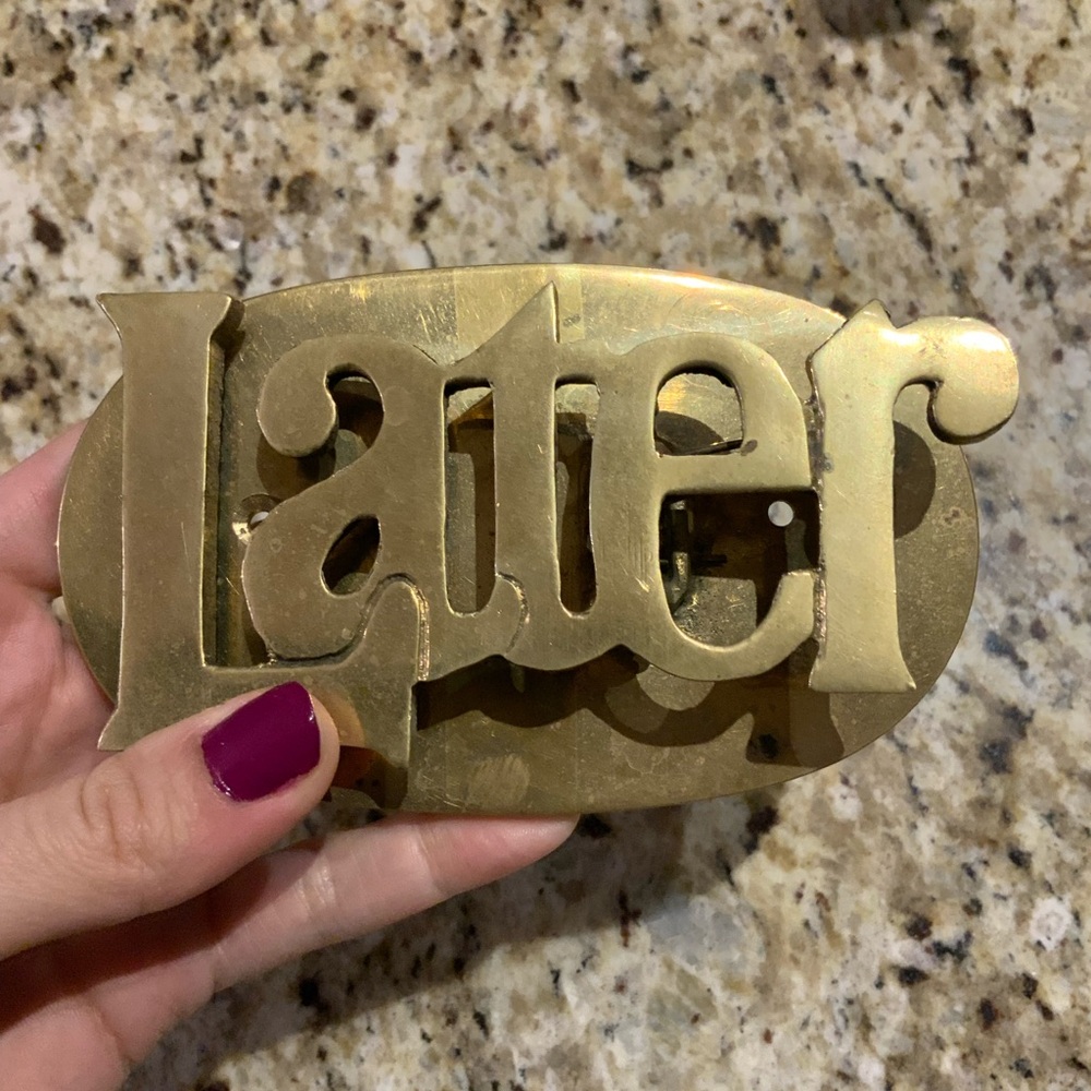 Vintage Mid Century Brass Later Paperweight Desk Organizer Clip Letter Holder - Picture 2 of 15